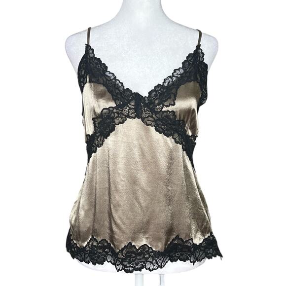 Beverly and Beck Lace Trim Satin Cami Top L Silky Dark Fairy Romantic Whimsigoth - Picture 1 of 11